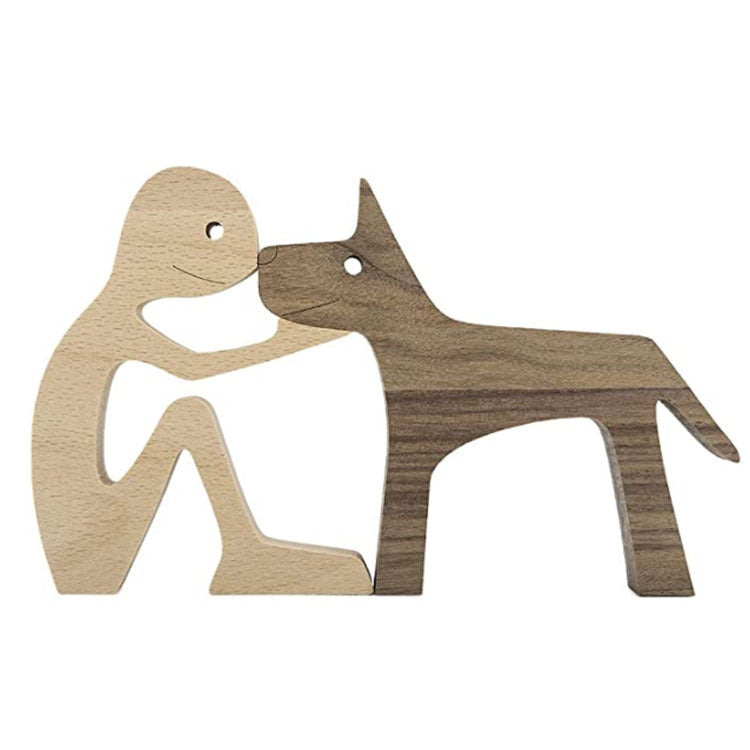DIY Wooden Dog Figurine Sculpture Home Decor