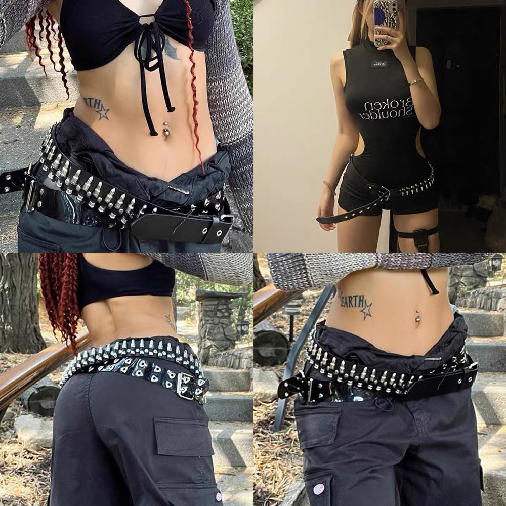 Rivet Belt Punk Bullet Black Belt