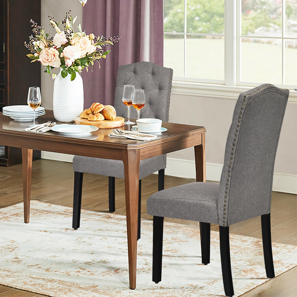Set of 2 Tufted Upholstered Dining Chairs
