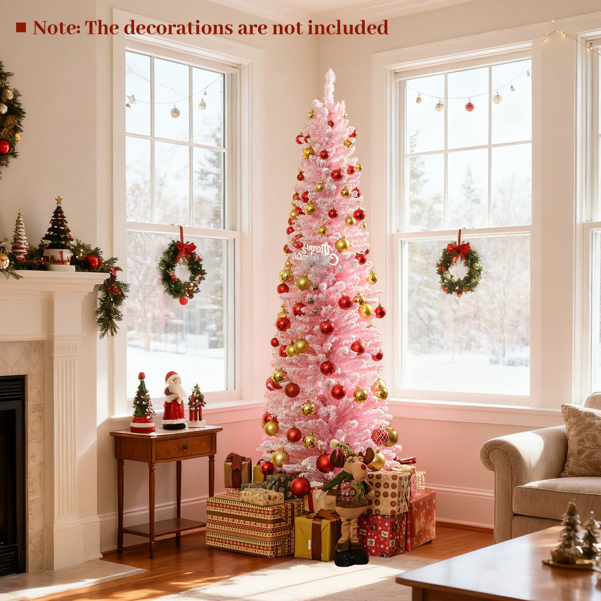 6 FT Artificial Christmas Tree with 460 Branch Tips and Folding Metal Stand
