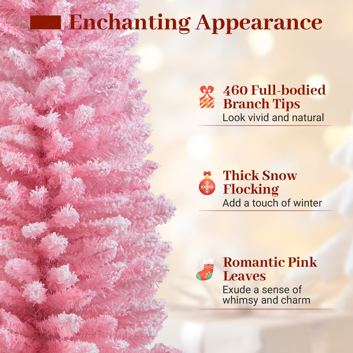 6 FT Artificial Christmas Tree with 460 Branch Tips and Folding Metal Stand
