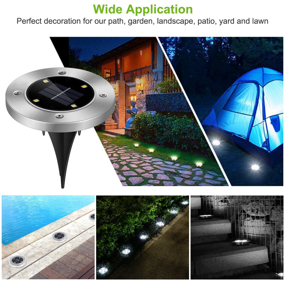 4pcs Solar Ground Light Waterproof Buried Light In-Ground Path Deck Lawn Patio Light 4LED GBruno Store