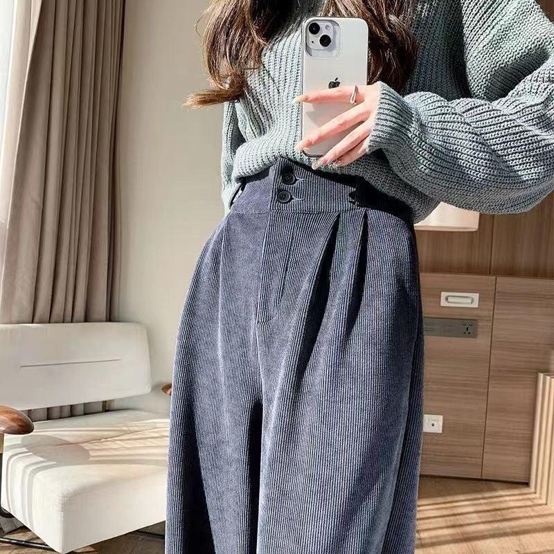 Chenille Fleece Wide-leg Pants Women
