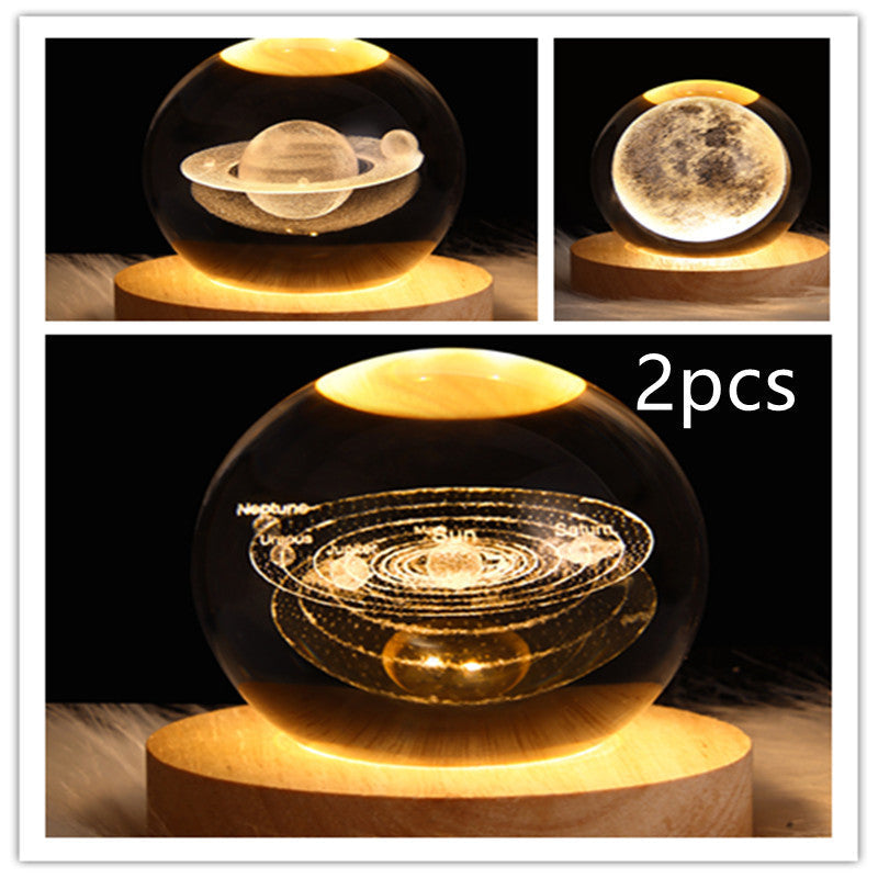 LED Galaxy Crystal Ball 3D Moon Lamp