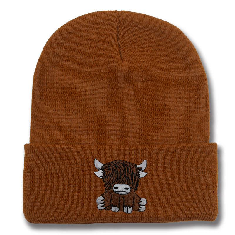 Cartoon Long Hair Yak Knitted Hat Winter Warm Wool