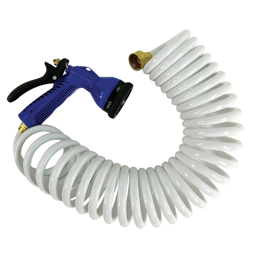 Whitecap 50 White Coiled Hose w/Adjustable Nozzle TRAPSKI