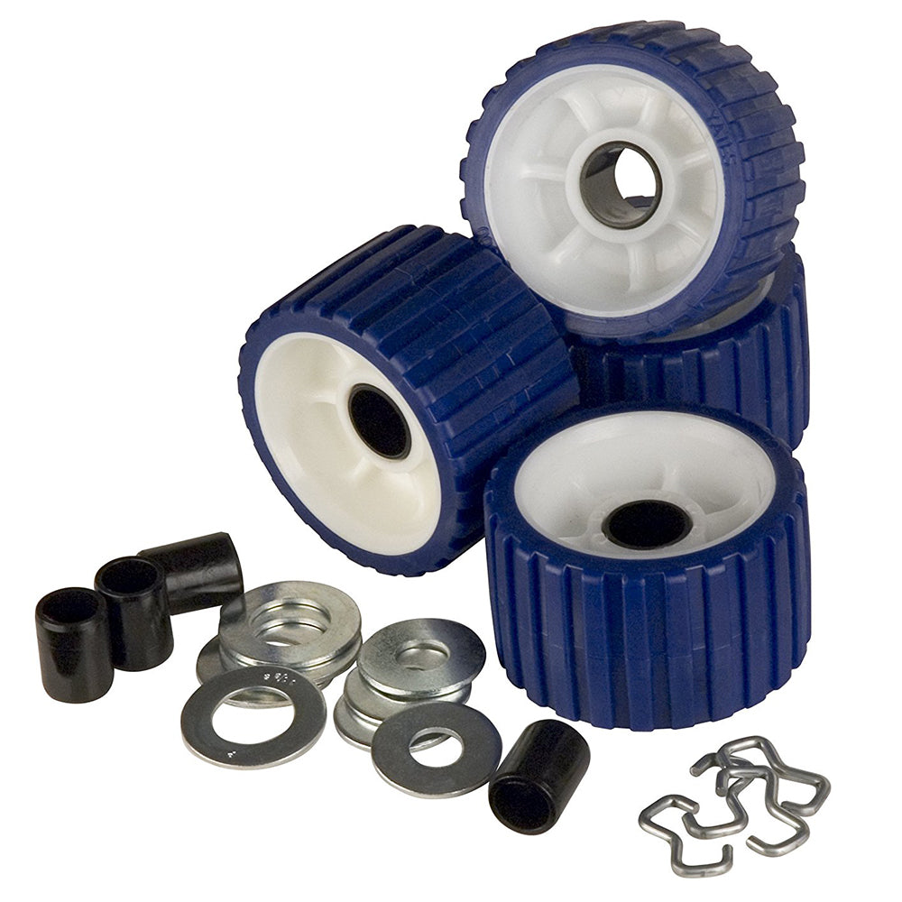 C.E. Smith Ribbed Roller Replacement Kit - 4-Pack - Blue TRAPSKI