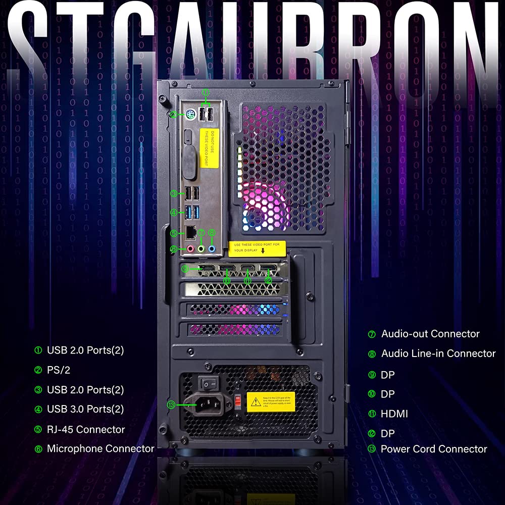 STGAubron Gaming PC Desktop,Core I5,RTX 2060 6G,16G RAM,512G SSD EasyOptionXY
