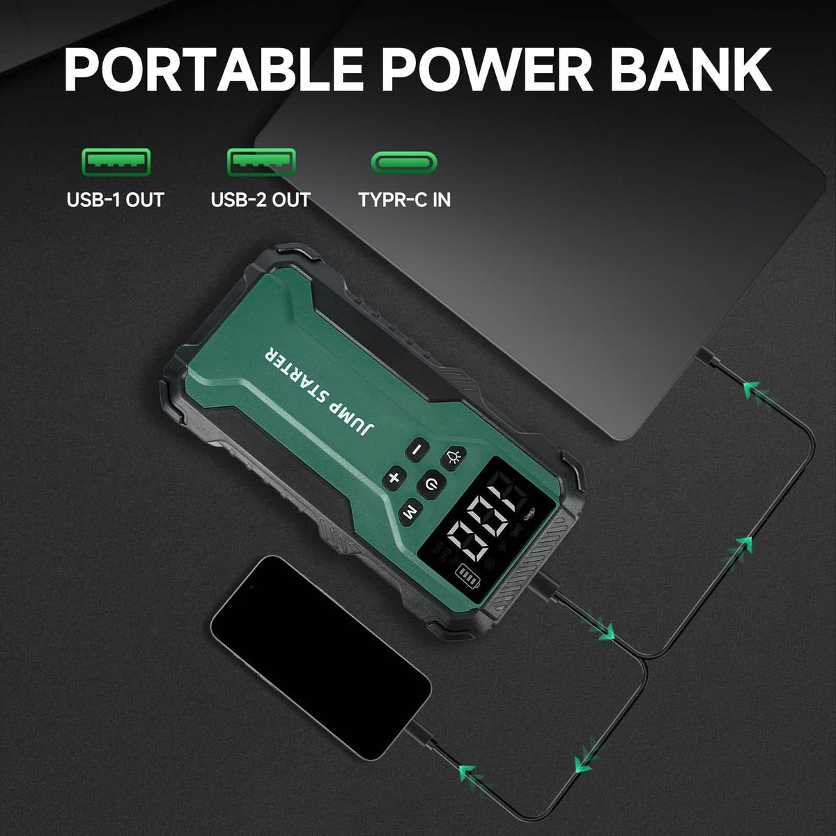 7-in-1 Emergency Car Power Supply Starter & Air Pump