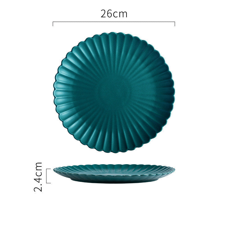 Creative Solid-color Ceramic Plate Round Steak Plate