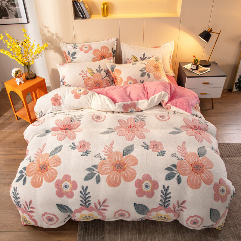 Four-piece Velvet Bedding Set Warm Milk Velvet