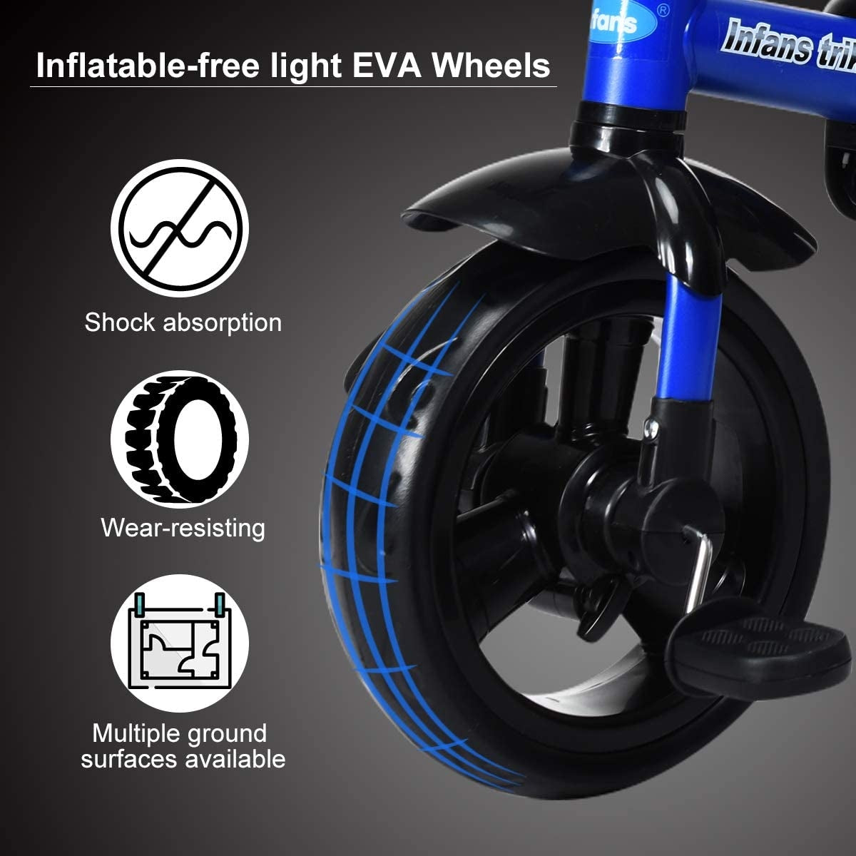 4-in-1 Kids Tricycle with Adjustable Push Handle-Blue GBruno Store