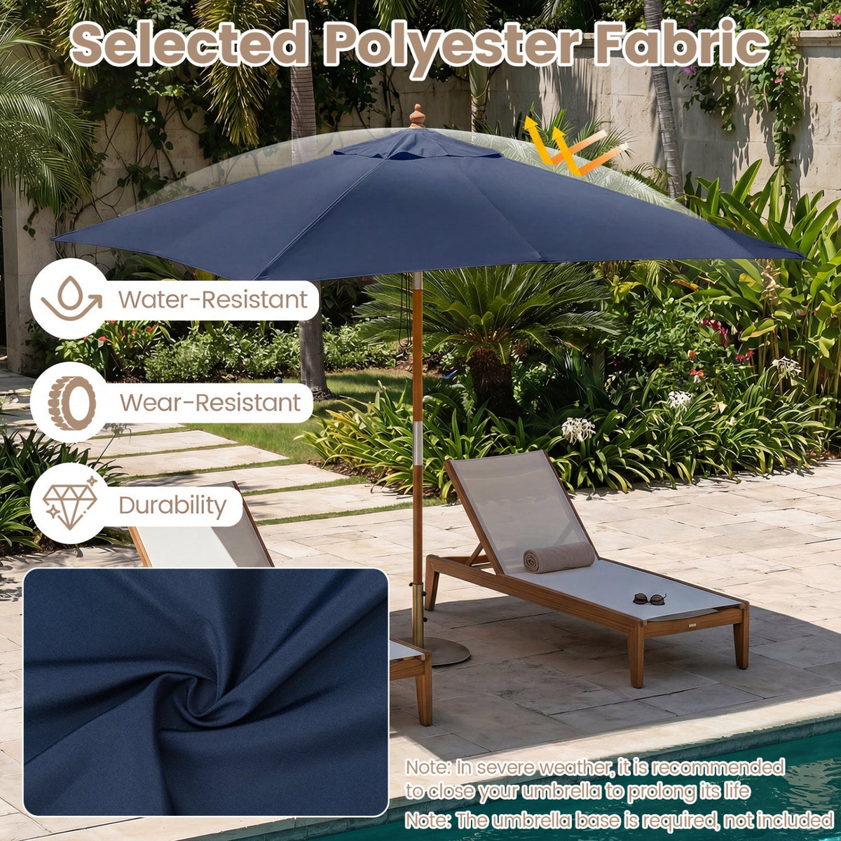 Rectangular Patio Umbrella 7ft with Adjustable Tilt