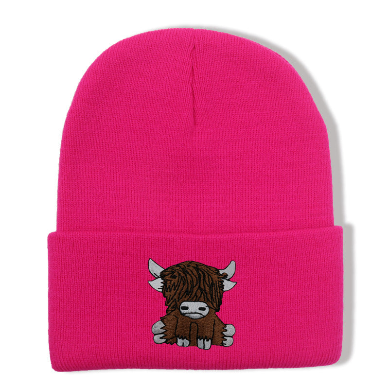 Cartoon Long Hair Yak Knitted Hat Winter Warm Wool