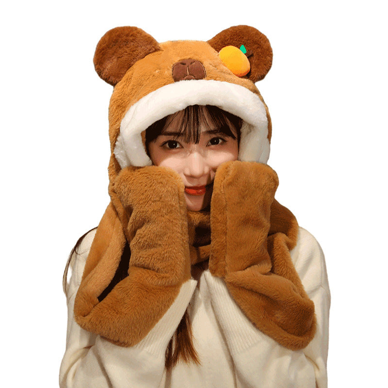 Cute Bear Hat Scarf Gloves Set