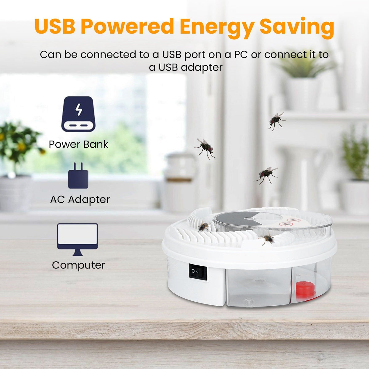 USB Powered Electric Fly Trap Automatic Flycatcher Rotating Fly Pest Repellent Tool For Home Kitchen Restaurant GBruno Store