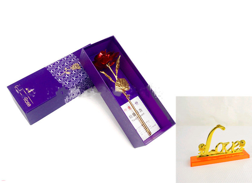 24K Luminous Color Gold Rose Flower Set My Store