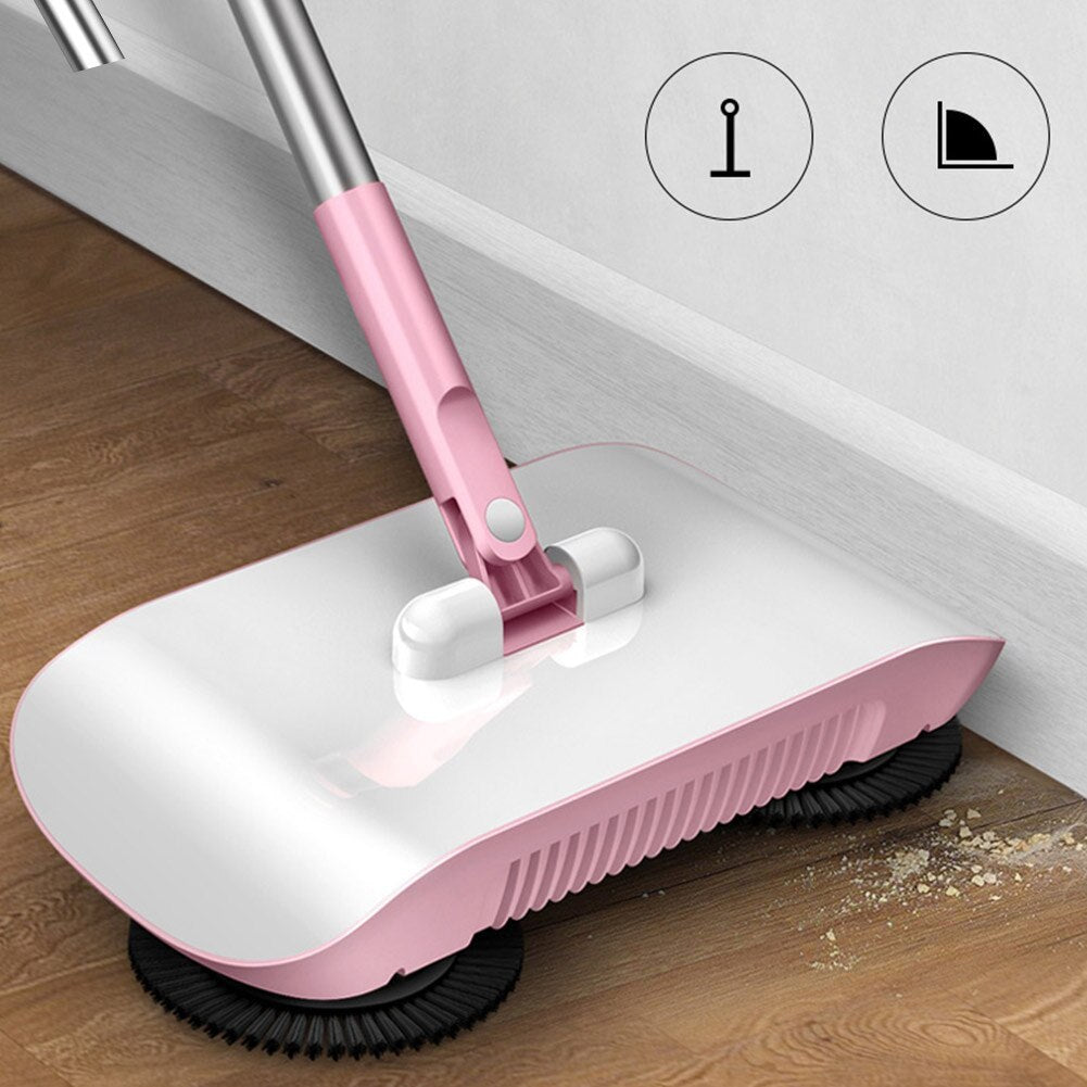 Hand Push Sweeper All In One Broom Mop Dustpan Floor Cleaner