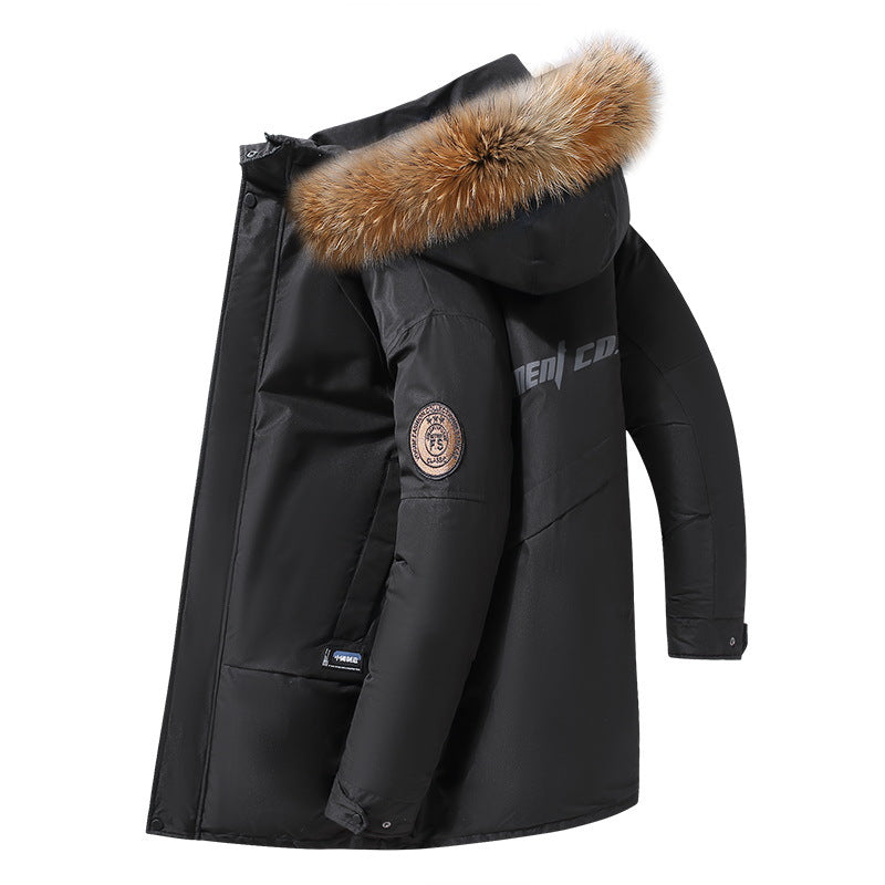 Men's Down Jacket Thickened Mid-length White Duck Down Coat