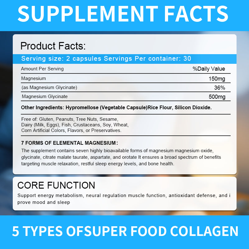 Magnesium Complex Supplement With Glycinate Citrate, Malate Oxide, Supports Bone, Muscle Digestive Health, Vegan Non-GMO, 60 Capsules My Store