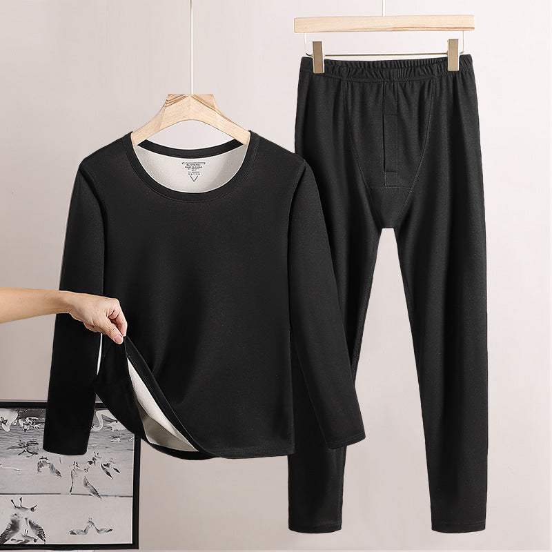 Men's Round Neck Fleece-lined Thermal Long Johns