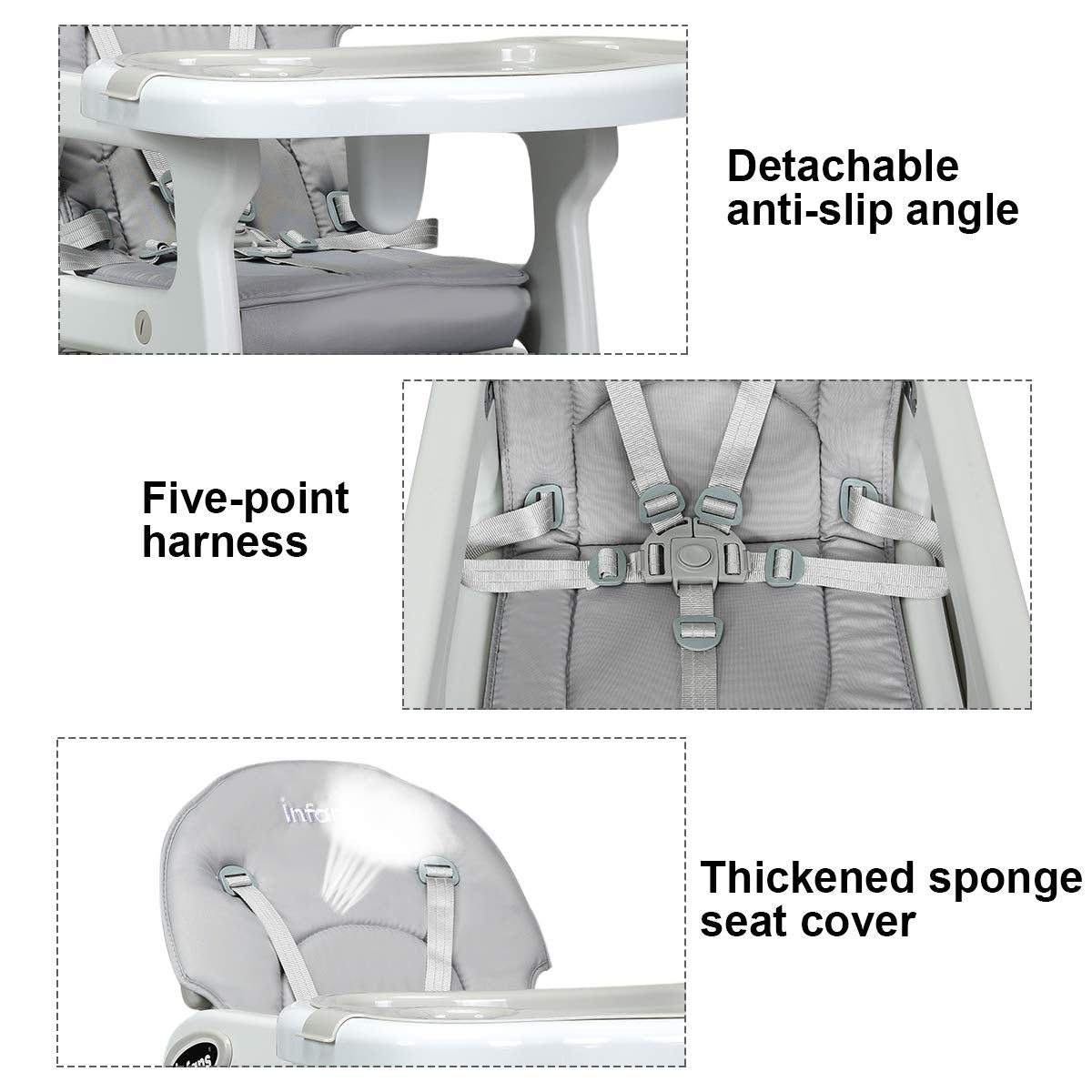 3-in-1 Baby High Chair with Lockable Universal Wheels