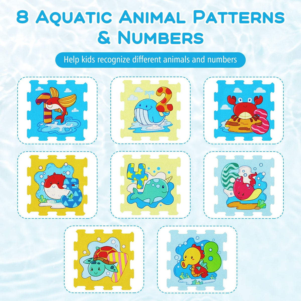 8-Piece Educational Interlocking Baby Play Mat with Animals and Numbers GBruno Store