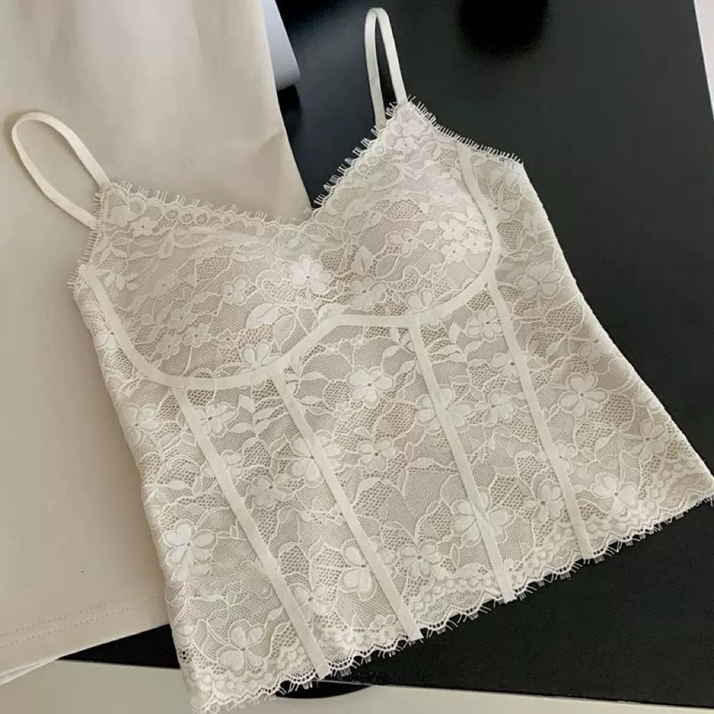 Womens Retro Floral Lace Camisole Top