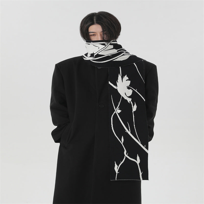 Hand-painted Thorn Rose Winter Angora Couple Scarf