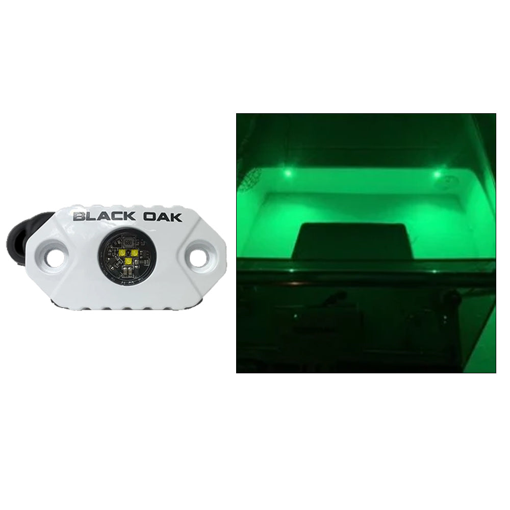 Black Oak Rock Accent Light - Green LEDs - White Housing TRAPSKI