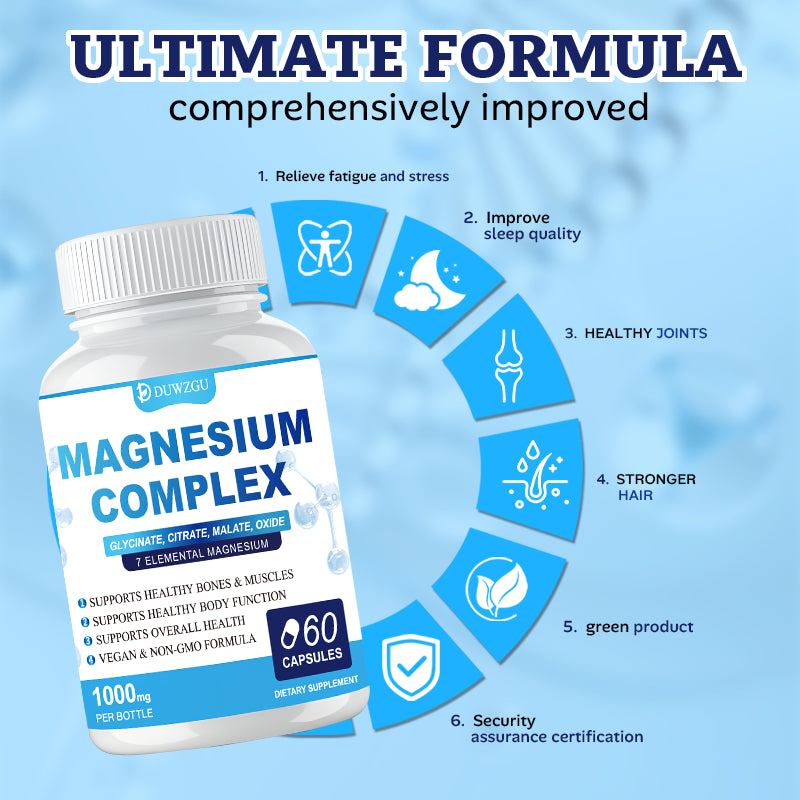 Magnesium Complex Supplement With Glycinate Citrate, Malate Oxide, Supports Bone, Muscle Digestive Health, Vegan Non-GMO, 60 Capsules My Store