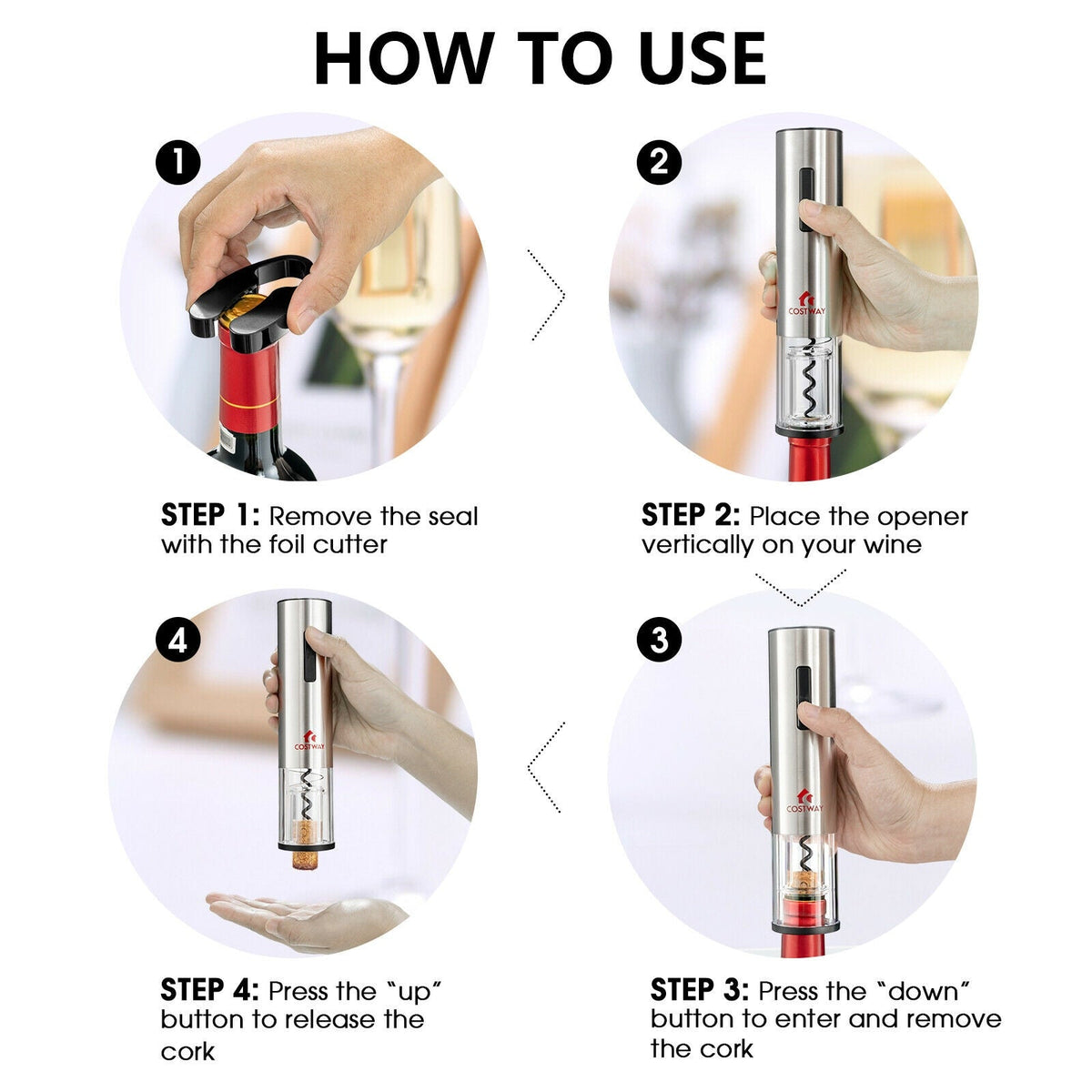 6-in-1 Electric Wine Bottle Opener Set with Foil Cutter DirectDeals