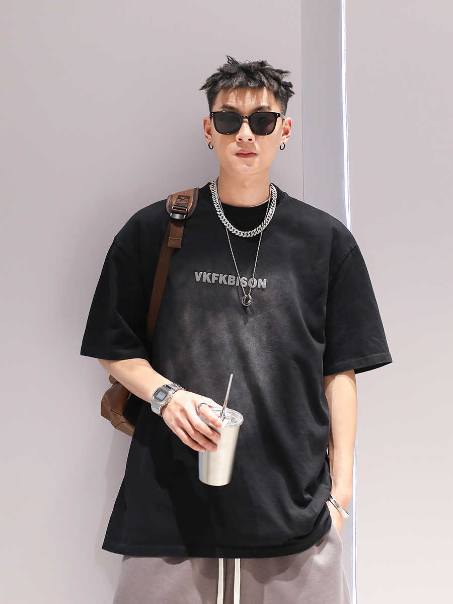 Gradient Washed Fashion Couple T-shirt