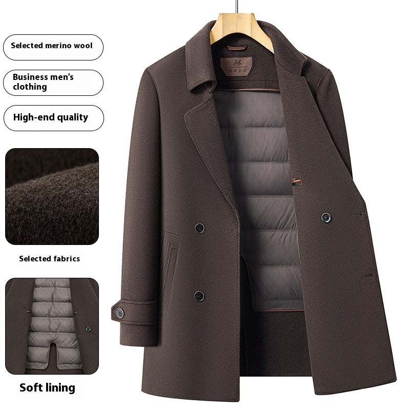 Double-sided Wool Overcoat Men's Mid-length Suit Collar Woolen Coat