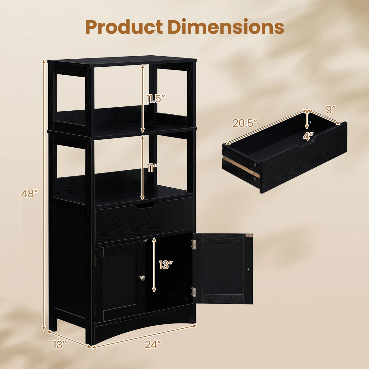 Bathroom Floor Cabinet with Open Shelves and Drawer DirectDeals