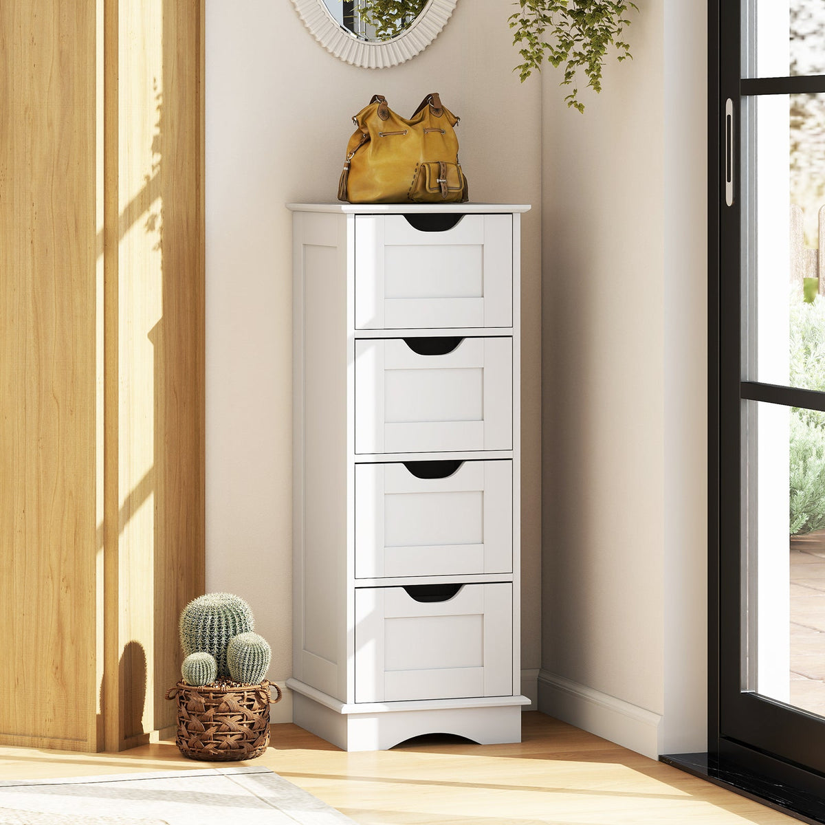 Bathroom Storage Cabinet with Cutout Handles and 4 Drawers DirectDeals