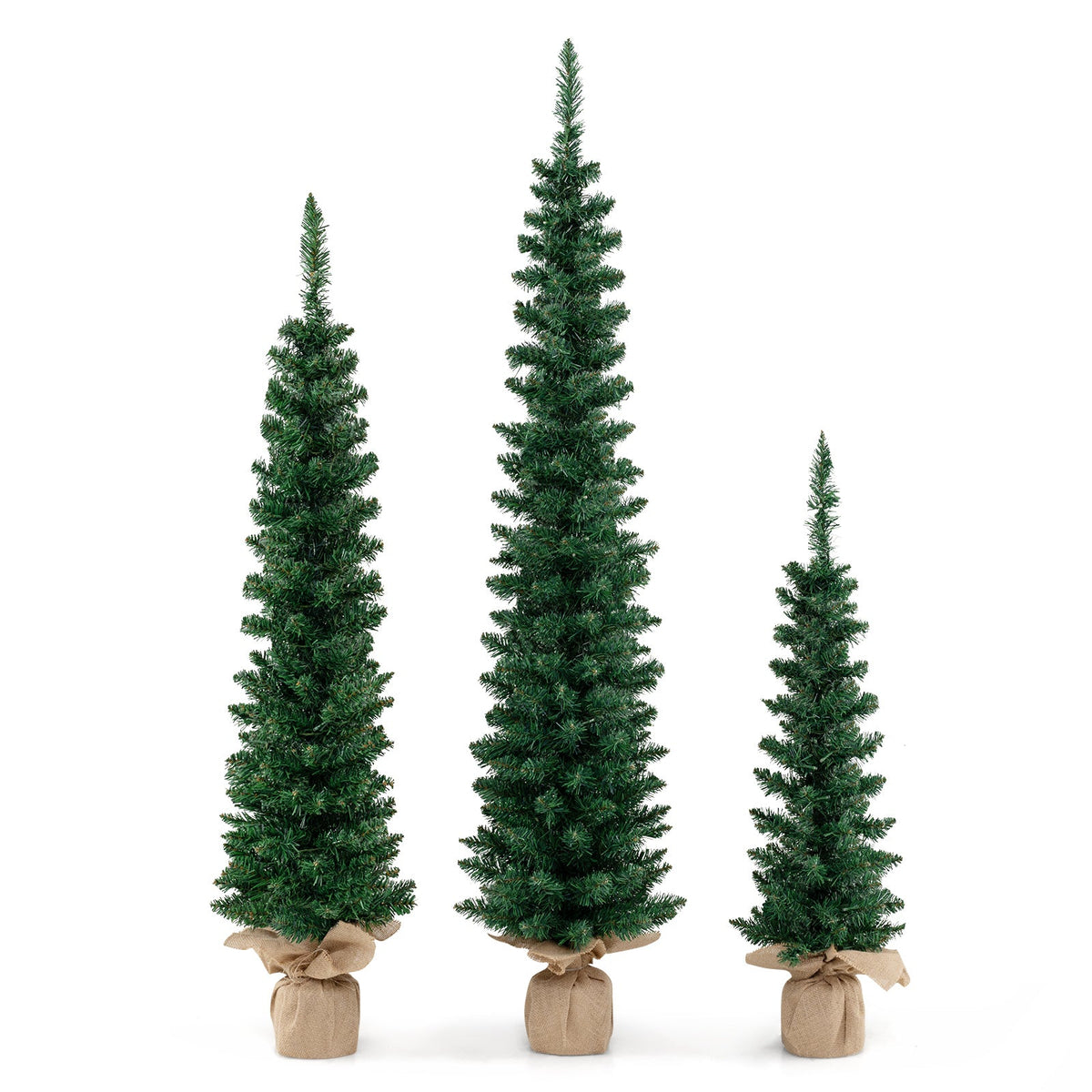 Pre-Lit Artificial Christmas Tree Set of 3 with LED Lights