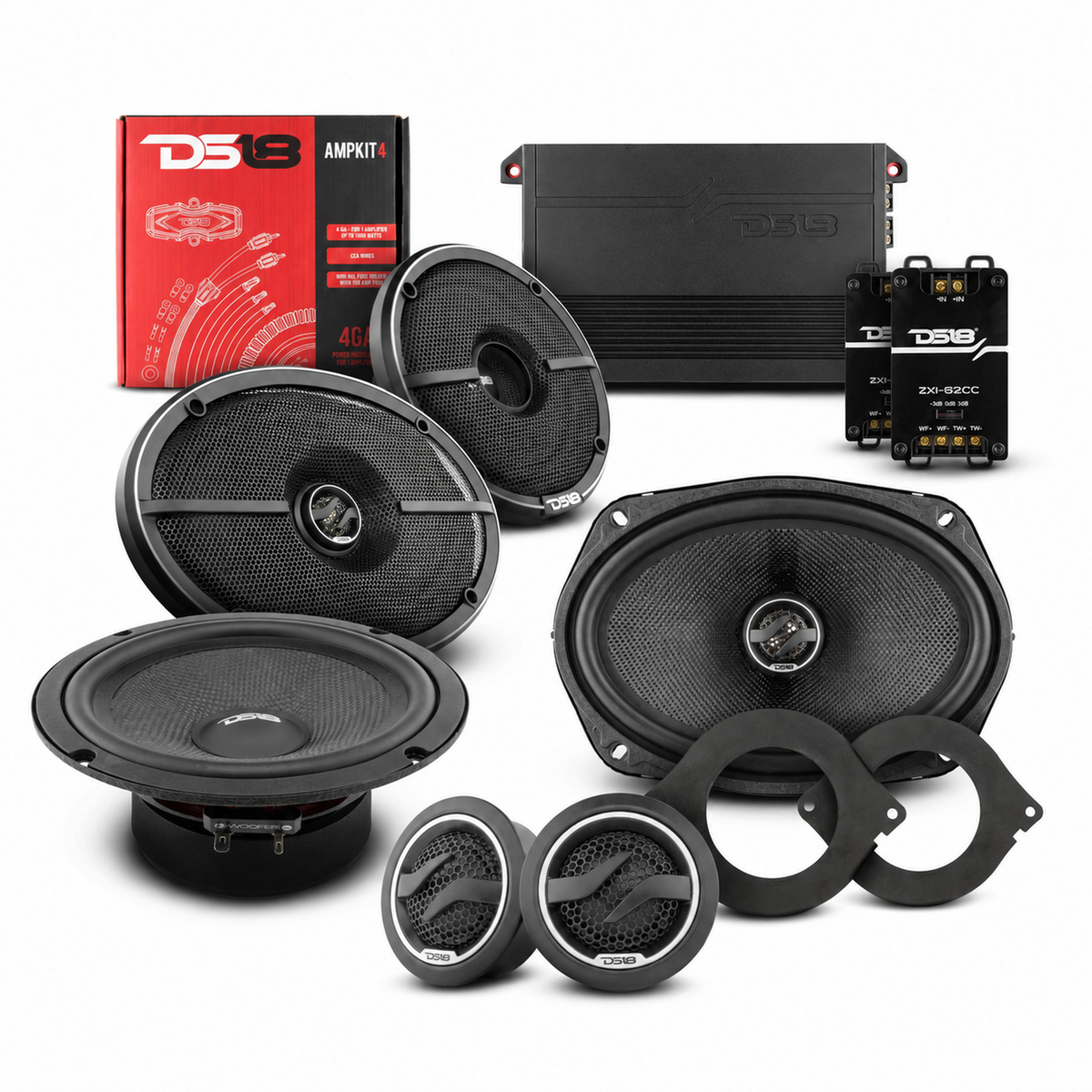 DS18 2012-2021 RAM 2500 Crew and Quad Cab Front and Back Doors Speakers Better Upgrade/Replacement Package 1600 Watts DS18