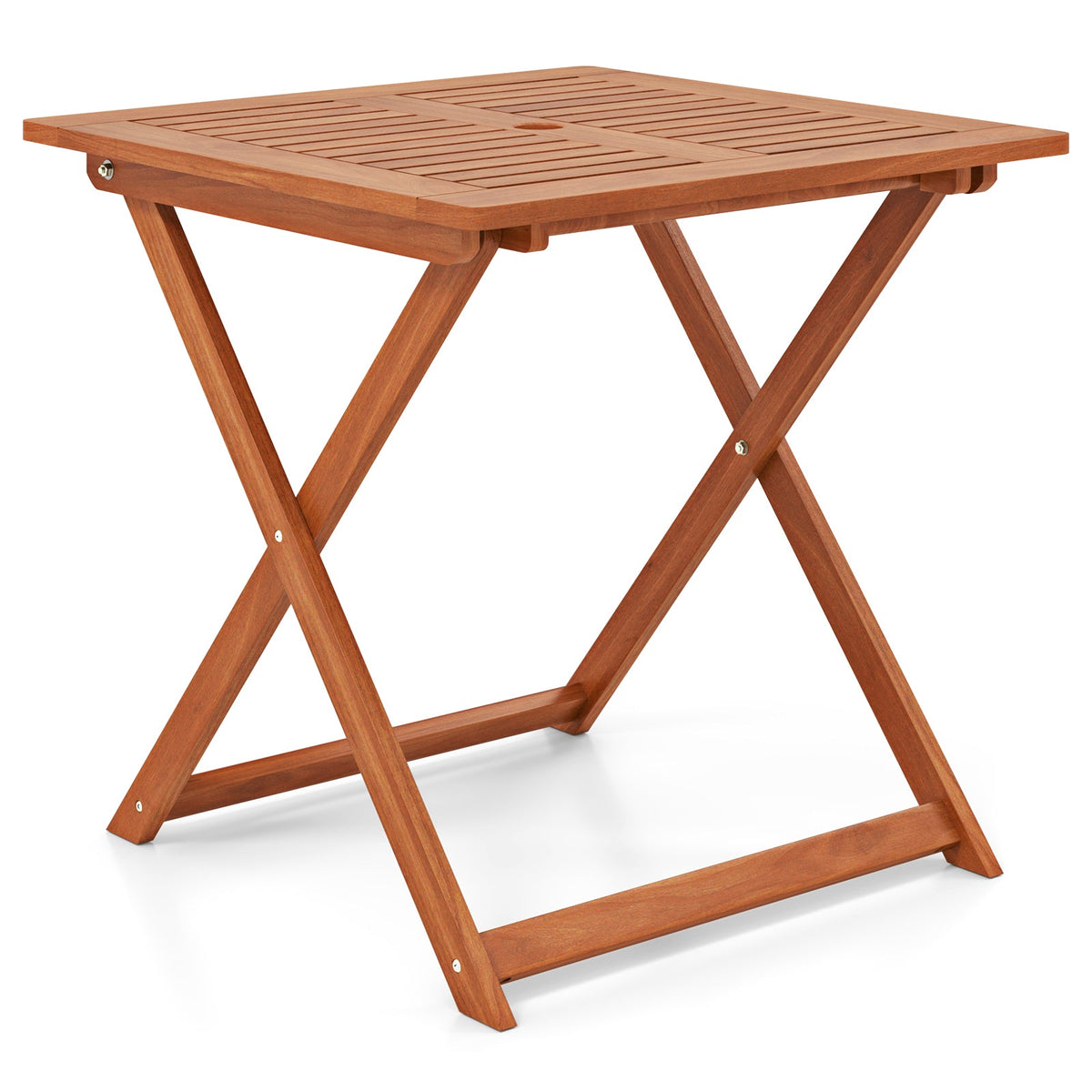 29.5 Inch x 29.5 Inch  Patio Dining Table with Teak Painting and Umbrella Hole DirectDeals