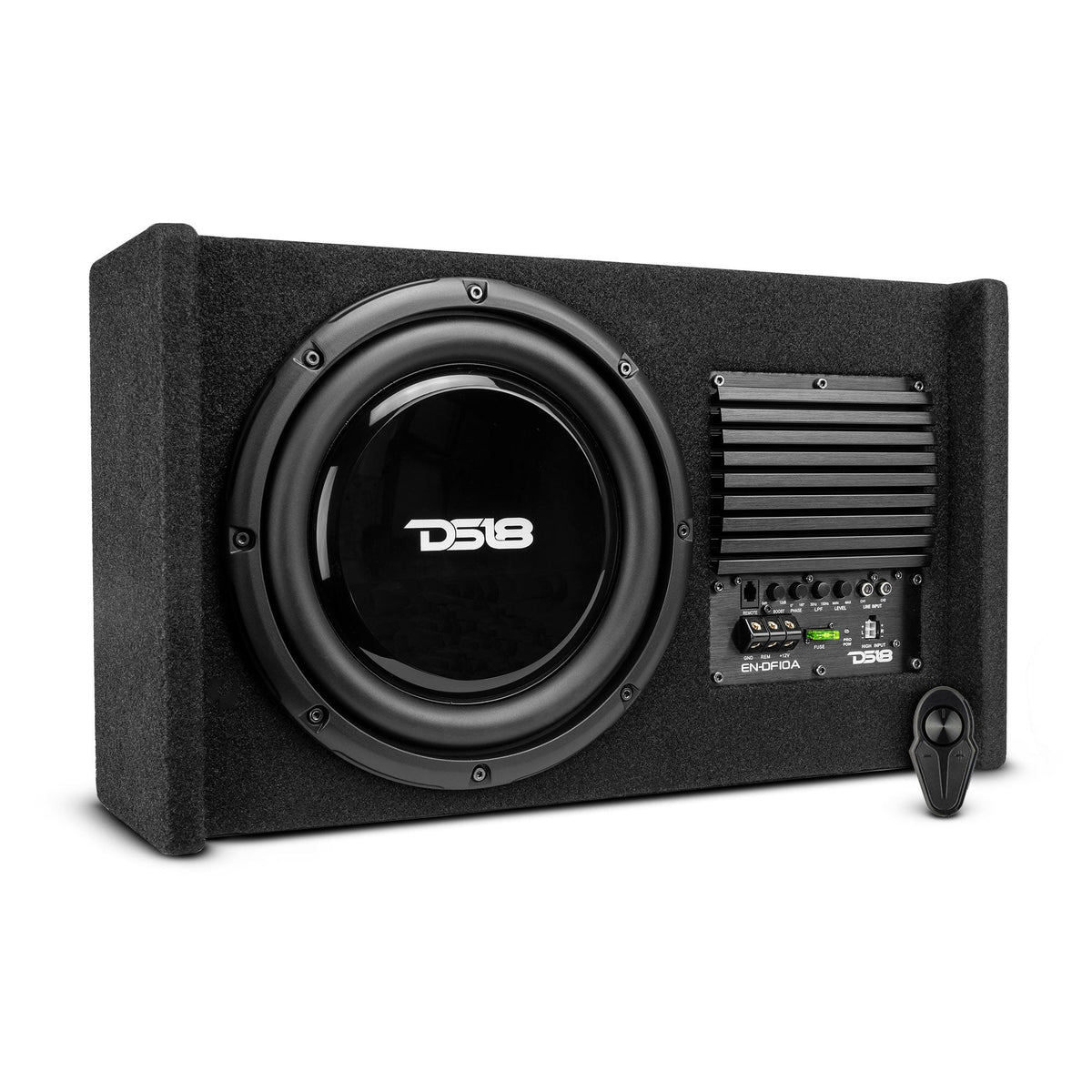 10" Loaded Amplified Shallow Down Fire Subwoofer Enclosure 250 Watts Rms DS18