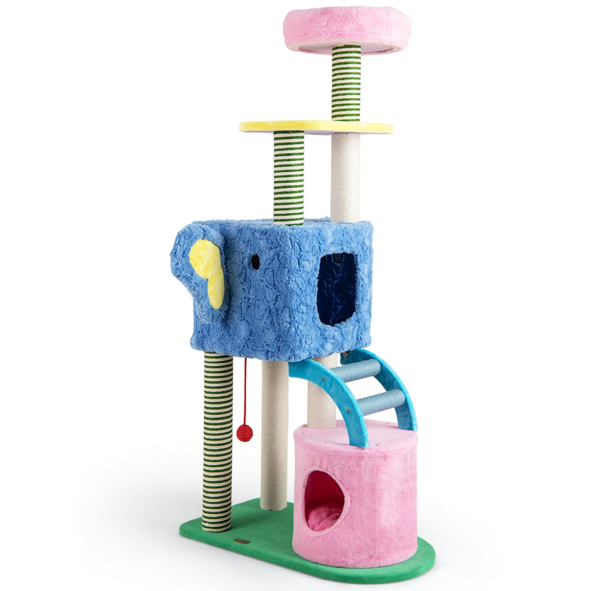 Elephant Themed Cat Tree for Adult Cats Multi-level Kitty Tower with 2 Condos DirectDeals