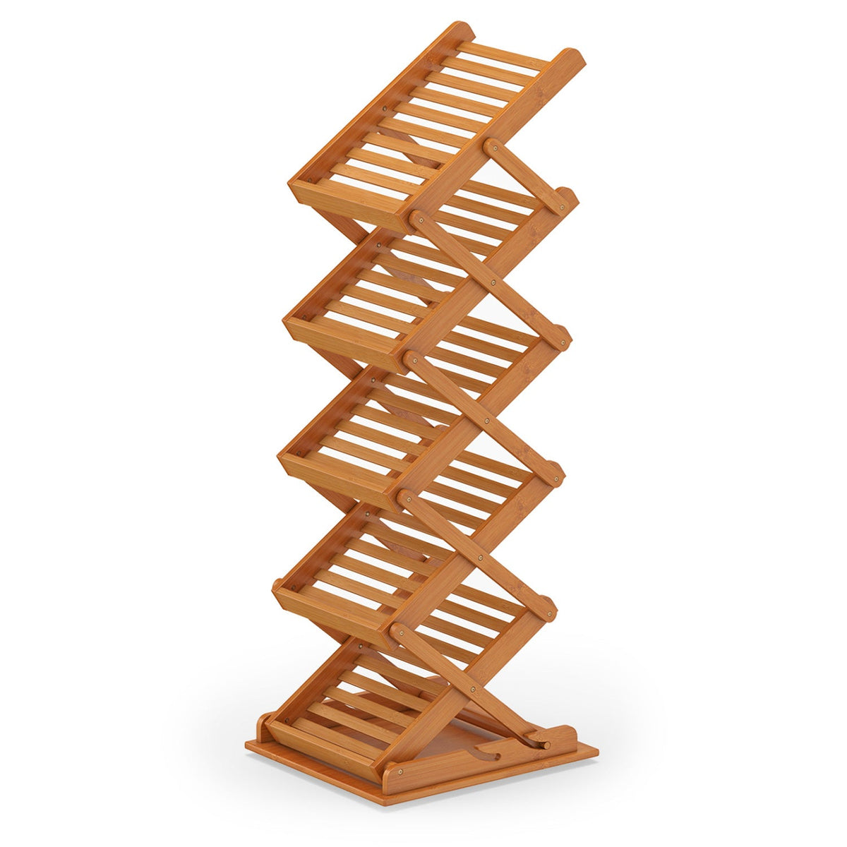 Foldable Bamboo Magazine Rack with 5 Tiers and 2 Positions DirectDeals
