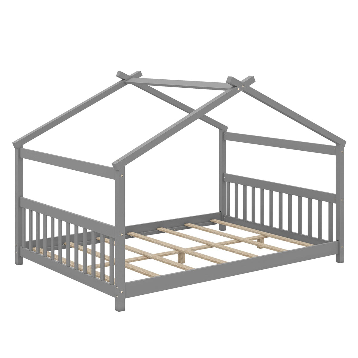 Full Size House Bed Montessori Floor Bed with Headboard GBruno Store