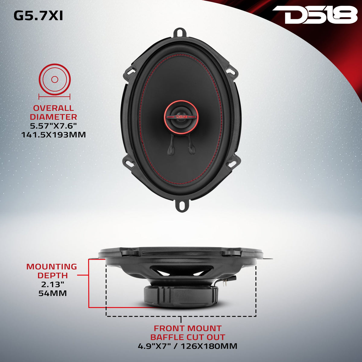 GEN-X 5x7" 2-Way Coaxial Speakers 50 Watts Rms 4-Ohm DS18