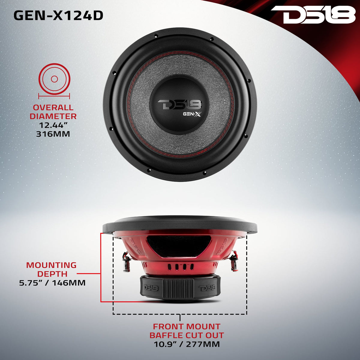 GEN-X 12" Subwoofer 450 Watts Rms DVC  4-Ohm DS18