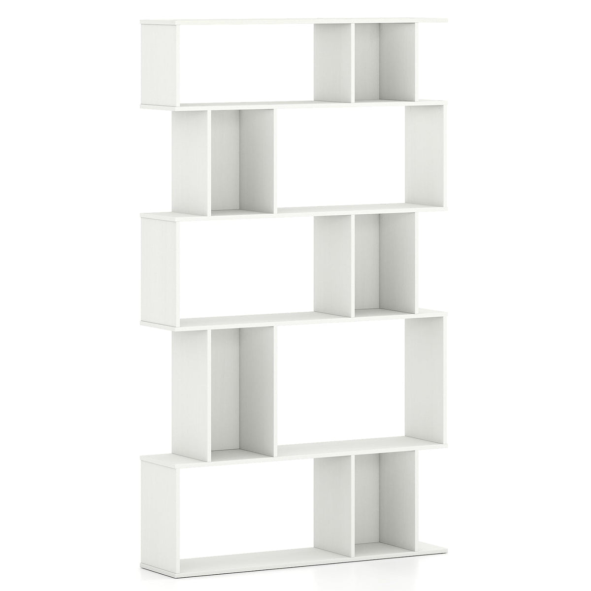 Geometric Bookshelf 5-Tier Bookcase with Open Shelves and Closed-back Cubes
