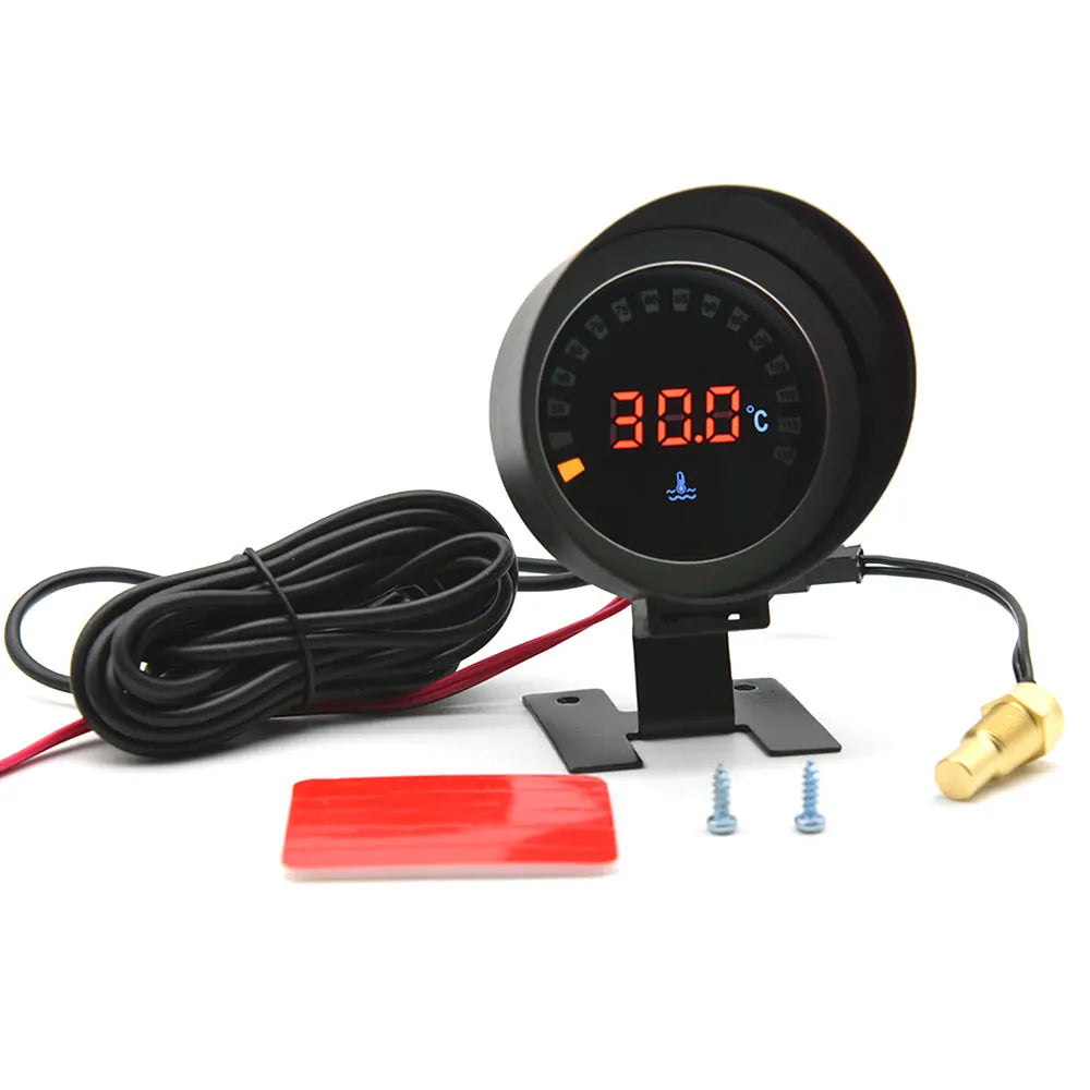52mm Digital Water Temp Gauge | LED Display with Sensor and Radiator Hose Adapter