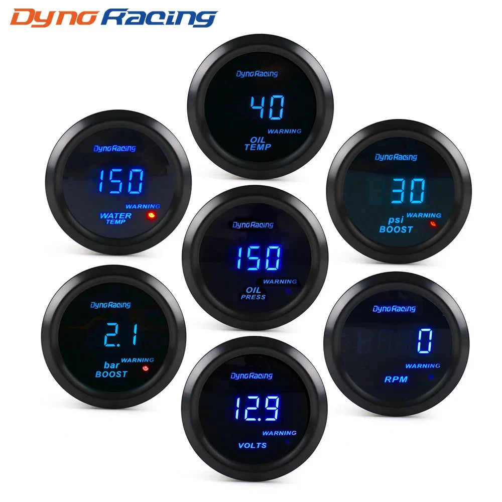 Dynoracing 52mm Digital Car Gauge Set | Turbo Boost Oil Temp Voltmeter Tachometer MyPetiteCar.com