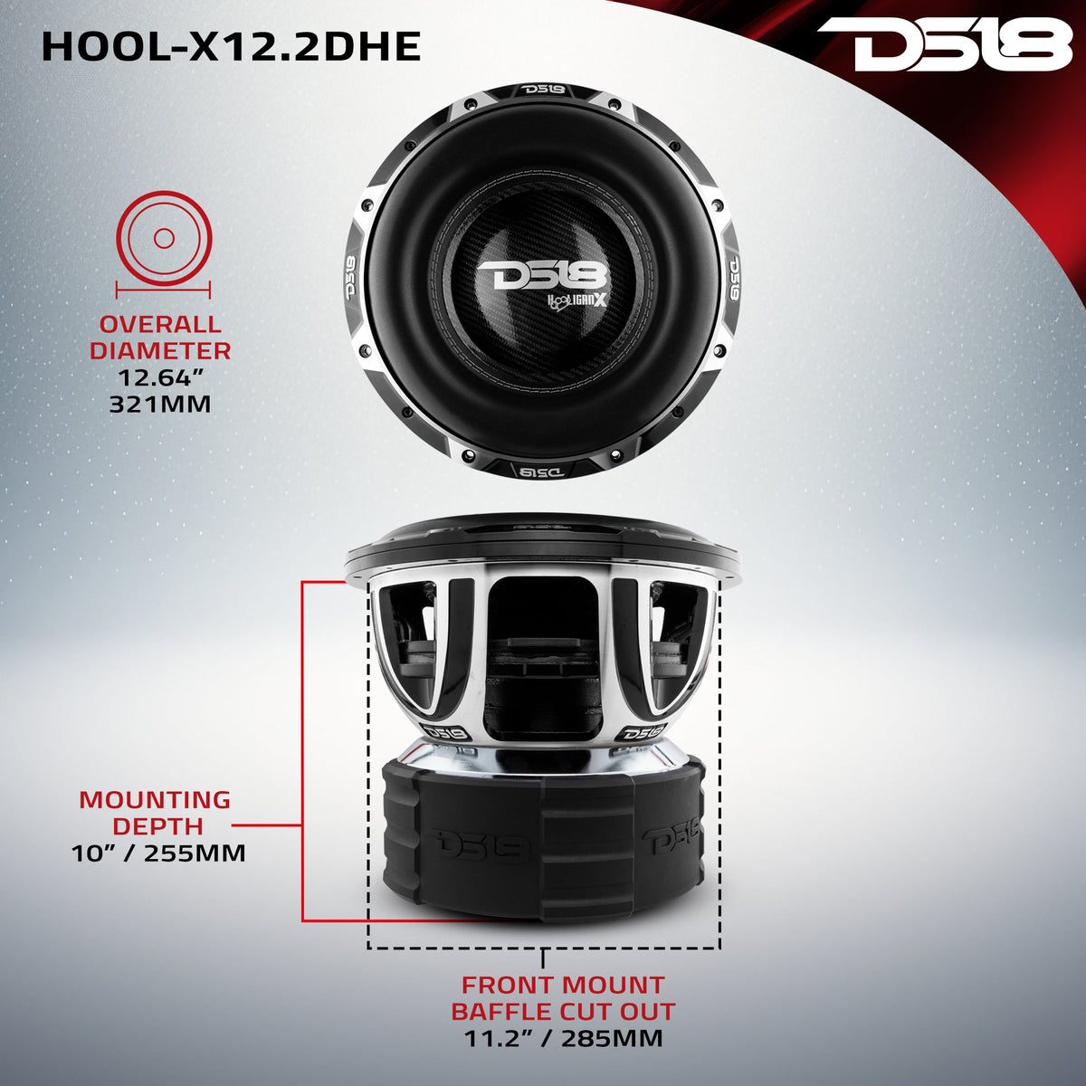 HOOLIGAN X 12" High Excursion Subwoofer 4000 Watts Rms 4" DVC 2-Ohm DS18