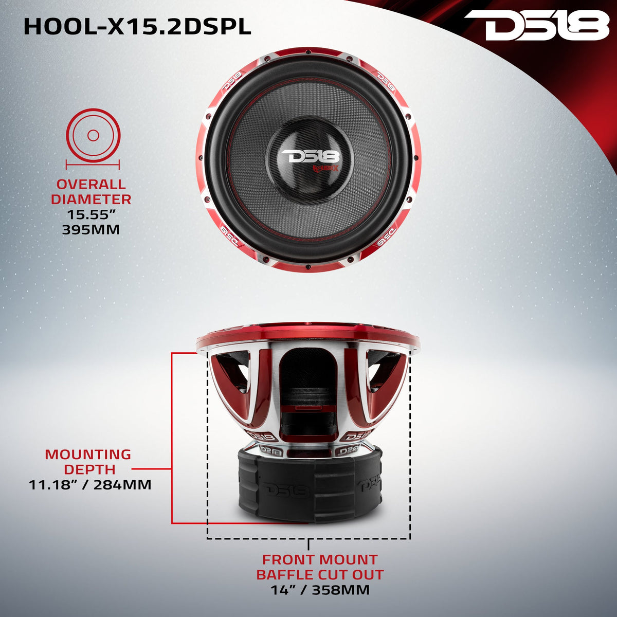 HOOLIGAN X 15" SPL Subwoofer 4000 Watts Rms 4" DVC 2-Ohm DS18
